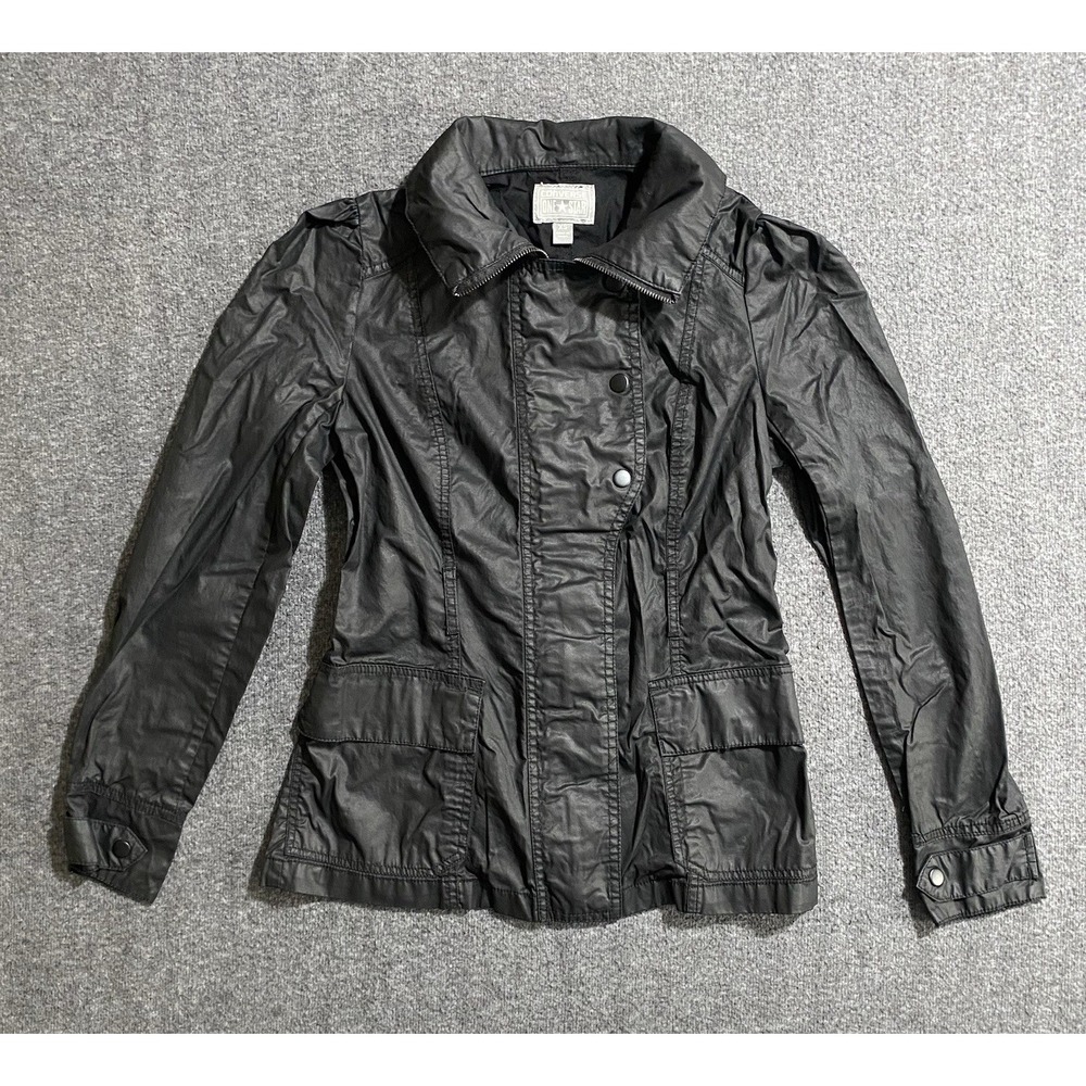 Converse Military Jacket Women's Black Zip-Up, Utility Style Coat Size XS